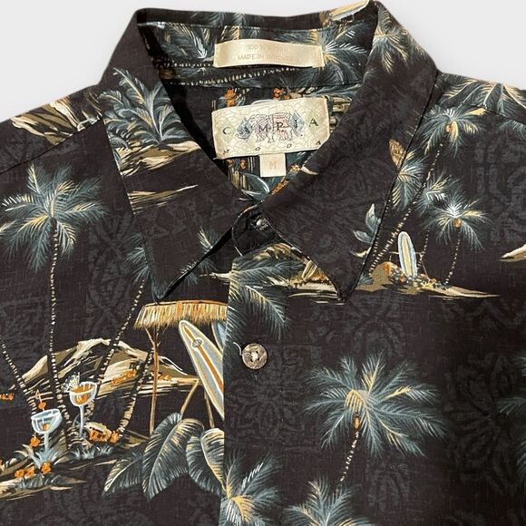 Vintage Campia Moda Shirt Mens M Floral Surf Cocktail Palm Short Sleeve Hawaiian - Picture 2 of 6